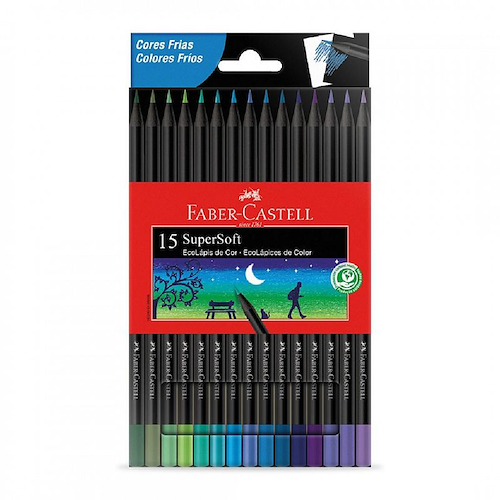Lapices Faber Castell supersoft x15 colores tonos fríos