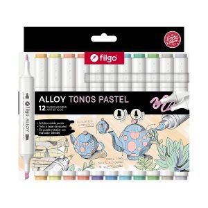 Marcadores Filgo Alloy doble punta x12 colores pastel