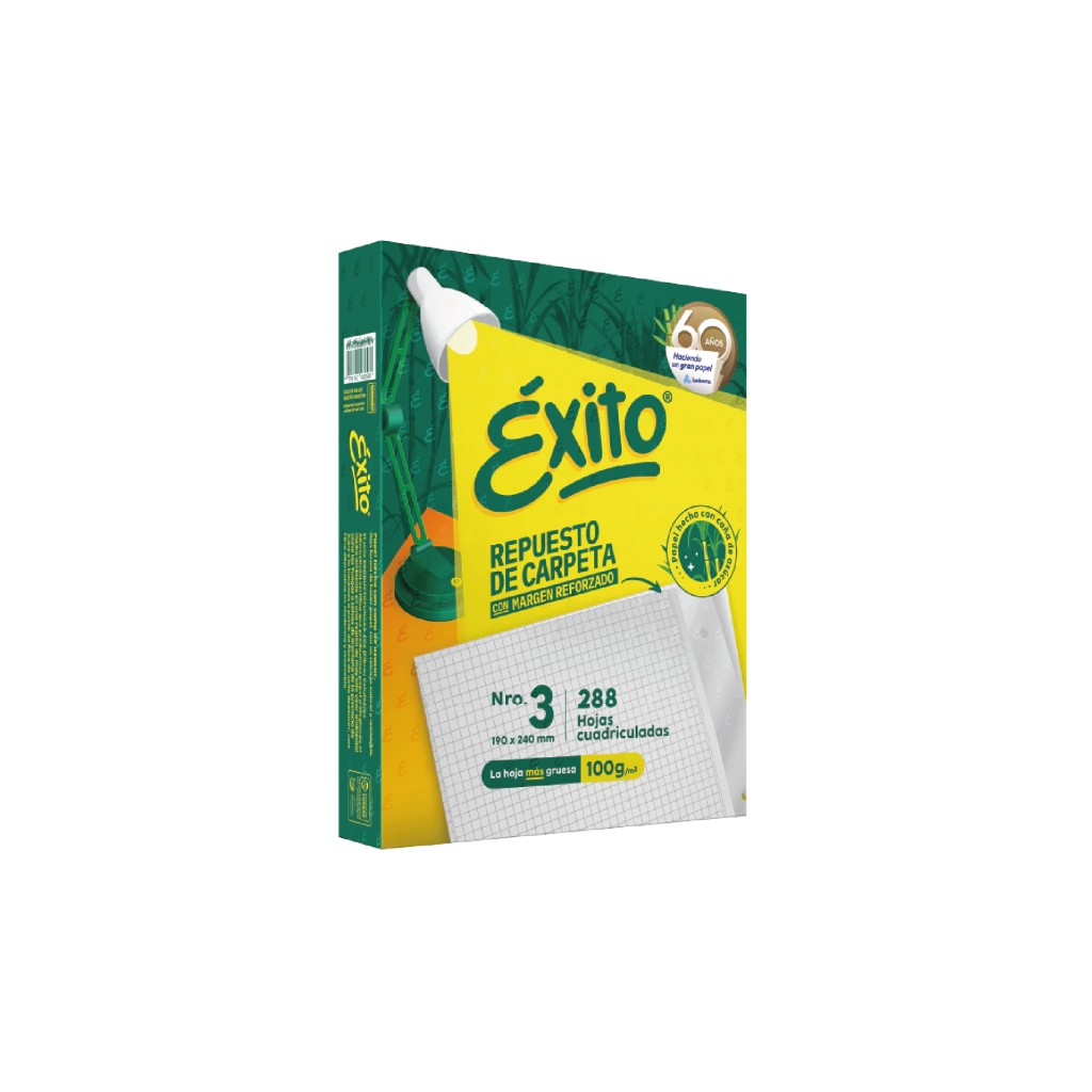 Repuesto Exito refuerzo x288 hojas cuadriculadas