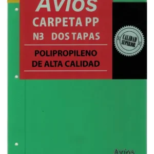 Carpeta Avíos N°3 Dos tapas PP verde