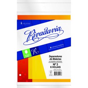 Set de 6 separadores Rivadavia n3 con lengüetas multicolor