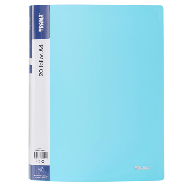 Carpeta Trama A4 Con 20 Folios celeste