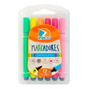 Marcadores triangulares Ezco x12 colores