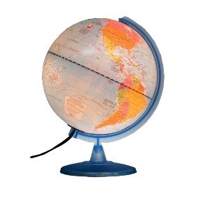Globo terraqueo 20 cm base de plástico azul con luz 207LW