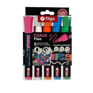 Marcadores Filgo Chalk x 5 colores fluo