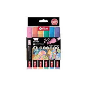 Marcador pintura al agua Filgo TNT 3 mm x 6 colores pastel