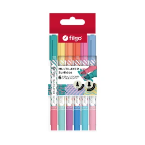 Resaltadores Filgo Multilayer doble punta x6