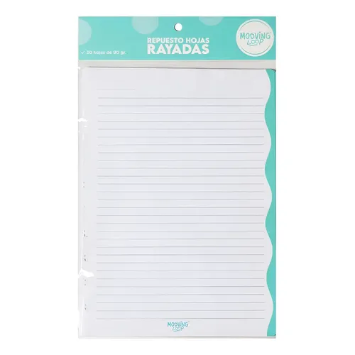 Repuesto para cuaderno Mooving loop carta x 30 hojas rayadas