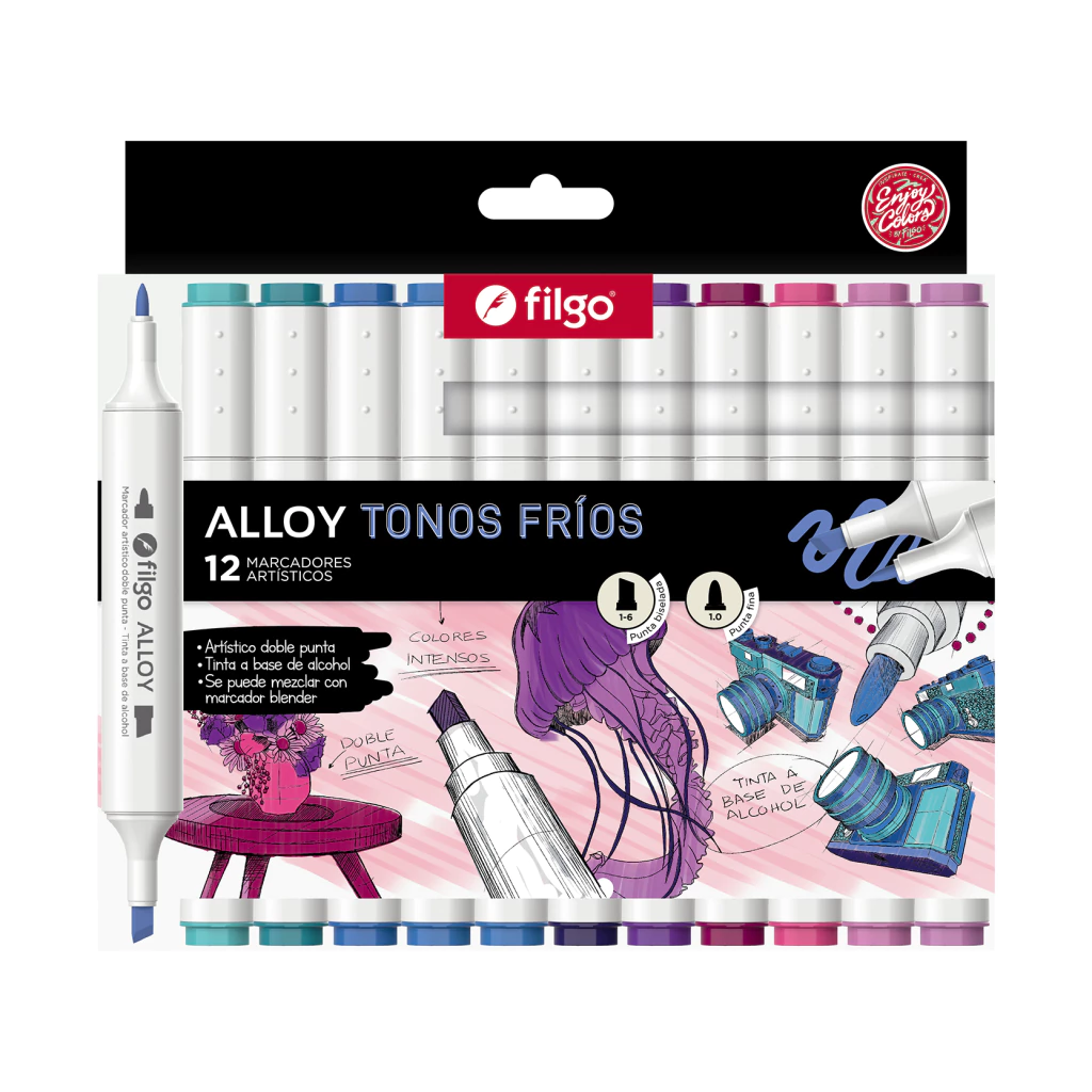 Marcadores Artísticos Filgo Alloy Tonos fríos x12