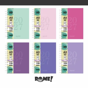 Agenda A5 Rome pastel día por página 2027