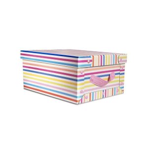 Caja mediana con boton diseño rayado